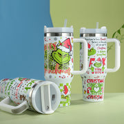 2024 Grinch Creative Elements 40oz Stainless SteelInsulated Cup Handle Portable Strawlce Cup Large Capacity Car Cup