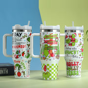 2024 Grinch Creative Elements 40oz Stainless SteelInsulated Cup Handle Portable Strawlce Cup Large Capacity Car Cup