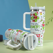 2024 Grinch Creative Elements 40oz Stainless SteelInsulated Cup Handle Portable Strawlce Cup Large Capacity Car Cup