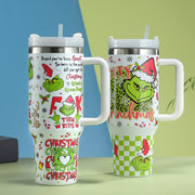 2024 Grinch Creative Elements 40oz Stainless SteelInsulated Cup Handle Portable Strawlce Cup Large Capacity Car Cup