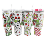 2024 Grinch Creative Elements 40oz Stainless SteelInsulated Cup Handle Portable Strawlce Cup Large Capacity Car Cup