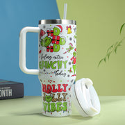 2024 Grinch Creative Elements 40oz Stainless SteelInsulated Cup Handle Portable Strawlce Cup Large Capacity Car Cup