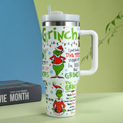 2024 Grinch Creative Elements 40oz Stainless SteelInsulated Cup Handle Portable Strawlce Cup Large Capacity Car Cup
