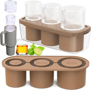 Ice Cube Tray for Tumbler, 3 Pcs Silicone Hollow Cylinder Ice Mold with Lid and Bin for Freezer, Ice Drink, Juice, Whiskey, Cocktail, 20Oz, 30Oz, 40Oz