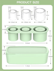 Ice Cube Tray for Tumbler, 3 Pcs Silicone Hollow Cylinder Ice Mold with Lid and Bin for Freezer, Ice Drink, Juice, Whiskey, Cocktail, 20Oz, 30Oz, 40Oz