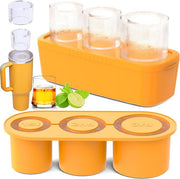 Ice Cube Tray for Tumbler, 3 Pcs Silicone Hollow Cylinder Ice Mold with Lid and Bin for Freezer, Ice Drink, Juice, Whiskey, Cocktail, 20Oz, 30Oz, 40Oz